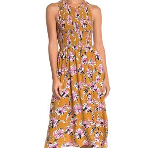 MELLODAY Floral Smocked Sleeveless Midi Dress